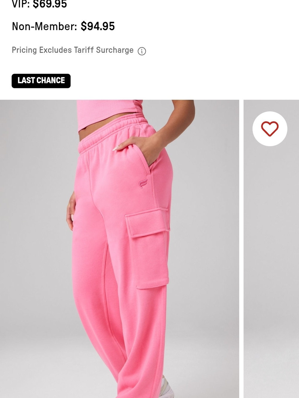 Fabletics Pink Cargo Track Joggers